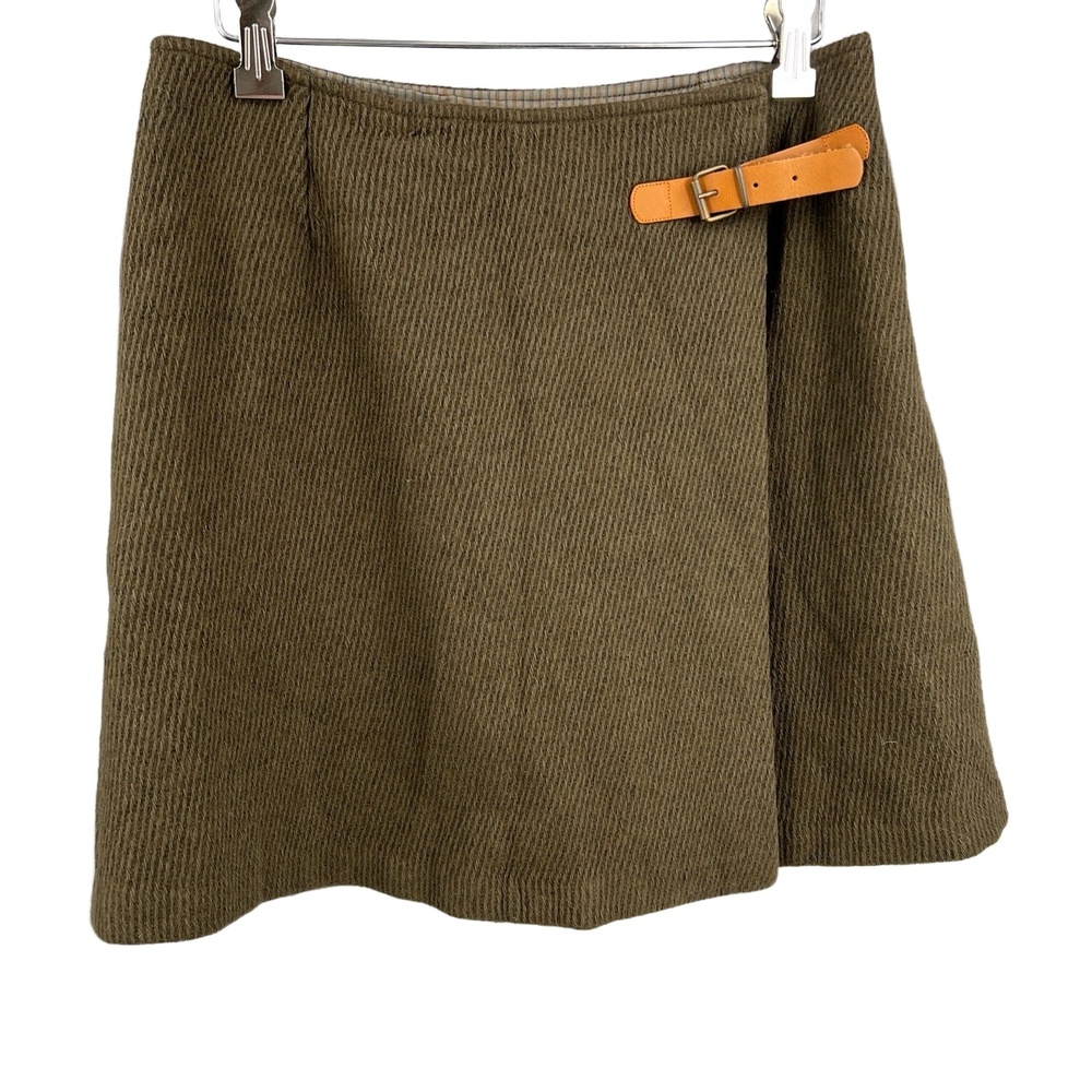 Sessùn Skirt Olive Green Buckle Detail Cotton Wool A-line Size‎ 40 / US 8